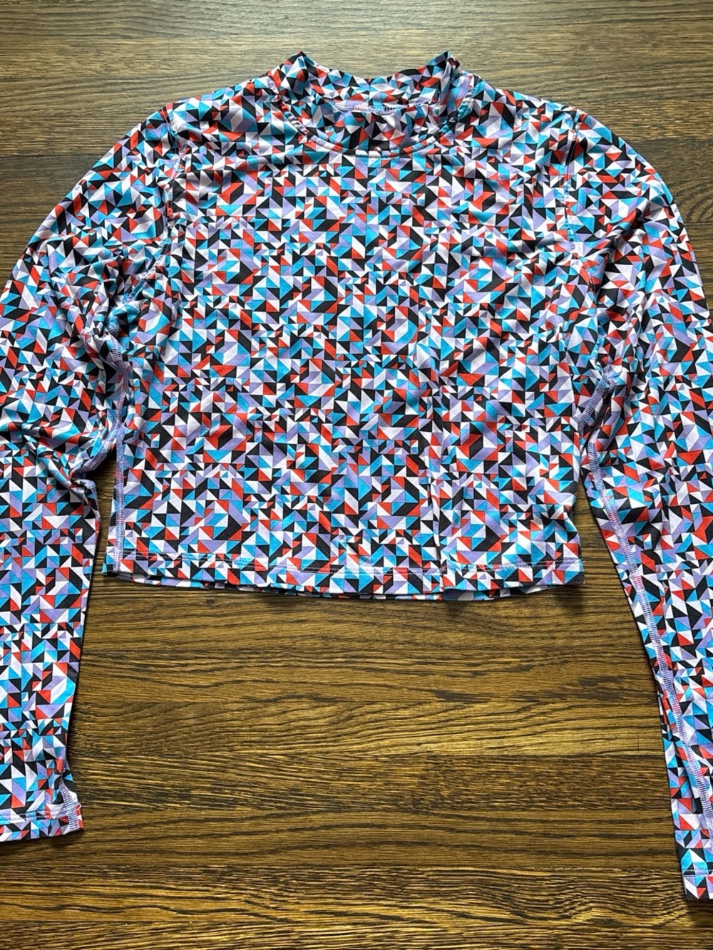 Champion Multi-Color Geometric Long Sleeve Crop Top